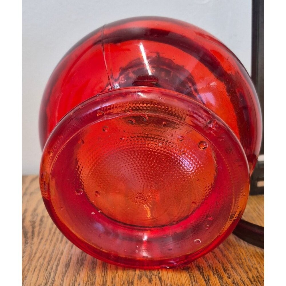 Vintage Red Glass P & A Dorset Thomaston CT Hurricane Oil Lamp Wall Bracket - Picture 10 of 12